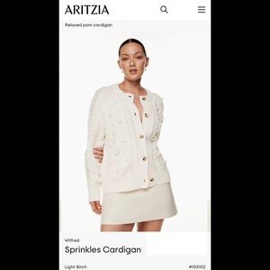 ❤️ARITZIA 2023 Sprinkles Cardigan WILFRED Light Birch SMALL (Cable Knit Pom Pom)